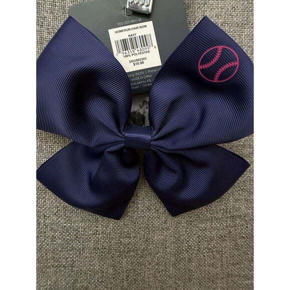 NWT DSG Softball Hair Bow Navy Blue Homerun Womens Girl Polyester 6” - Picture 2 of 4